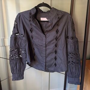 Anthropologie Navy Eyelet Women's Top